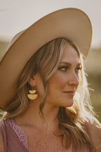 Load image into Gallery viewer, Brass Double Half Moon Statement Earrings