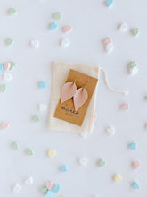 Load image into Gallery viewer, Nude Blush Pink Leather Leaf Earrings