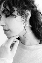 Load image into Gallery viewer, *SALE* Dark Grey Leather & Brass Circles Earrings