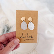 Load image into Gallery viewer, Silver Leather Pebble & Brushed Rose Gold Stud Earrings