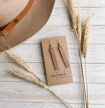 Load image into Gallery viewer, Bronze Metallic Leather Bar Earrings