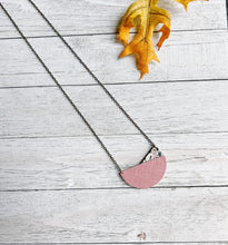 Load image into Gallery viewer, *SALE* Geometric Pink Saffiano & Terrazzo Leather Necklace