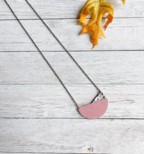 Load image into Gallery viewer, *SALE* Geometric Pink Saffiano & Terrazzo Leather Necklace