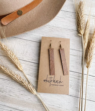 Load image into Gallery viewer, Bronze Metallic Leather Bar Earrings