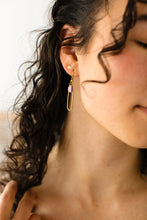 Load image into Gallery viewer, Blush Leather & Small Brass Oval Accent Earrings