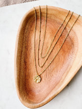 Load image into Gallery viewer, Triple Chain Hammered Disc 18K Gold Plated Stainless Steel Necklace