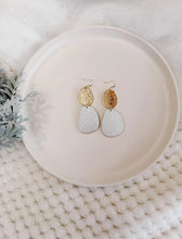 Load image into Gallery viewer, Hammered Brass and Silver Leather Pebble Statement Earrings