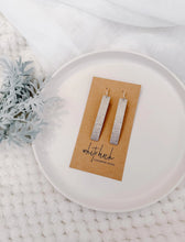 Load image into Gallery viewer, Platinum Metallic Leather Bar Earrings