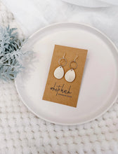 Load image into Gallery viewer, Silver Circle & Rose Gold Leather Pebble Statement Earrings