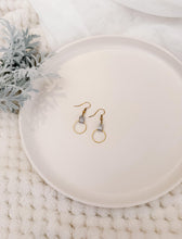 Load image into Gallery viewer, Silver Leather and Small Brass Circle Earrings