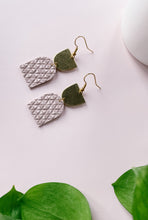 Load image into Gallery viewer, *SALE* Textured Pink Suede Leather with Oblong Brass Accent Earrings With Raw Brass Hook