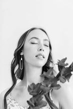 Load image into Gallery viewer, Distressed Teal Leather & Brass Oval Accent Earrings