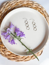 Load image into Gallery viewer, Silver Triple Hexagon Dangle Earrings