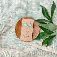 Load image into Gallery viewer, Robin's Egg Leather & Brass Circle Earrings