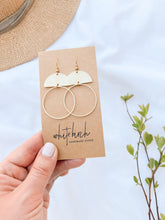 Load image into Gallery viewer, Brass Half Moon Circle Statement Earrings