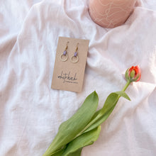 Load image into Gallery viewer, Lilac Leather & Small Brass Circle Earrings