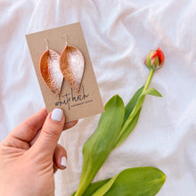 Load image into Gallery viewer, Rose Gold Leather Leaf Earrings