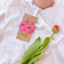 Load image into Gallery viewer, Hot Pink Leather Bold Statement Earrings