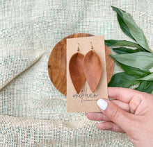 Load image into Gallery viewer, Distressed Russet Leather Leaf Earrings