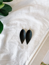 Load image into Gallery viewer, Distressed Creased Brown Leather Leaf Earrings