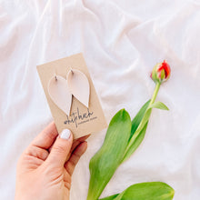 Load image into Gallery viewer, Nude Blush Pink Leather Leaf Earrings