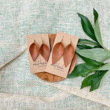 Load image into Gallery viewer, Distressed Russet Leather Leaf Earrings