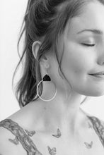 Load image into Gallery viewer, *SALE* Distressed Grey Leather & Brass Circle With Raw Brass Hooks