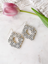 Load image into Gallery viewer, Boho Aztec Black and White Print Cork Leather Earrings