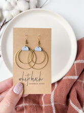 Load and play video in Gallery viewer, Periwinkle Leather & Brass Circles Earrings