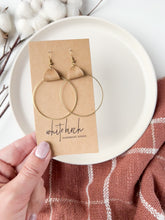 Load and play video in Gallery viewer, Distressed Camel Leather & Brass Circle Earrings