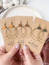 Load and play video in Gallery viewer, Distressed Olive Leather & Brass Circles Earrings