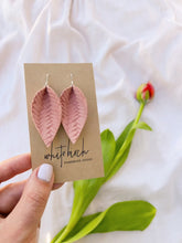 Load and play video in Gallery viewer, Peach Braided Leather Leaf Earrings