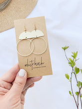 Load and play video in Gallery viewer, Brass Half Moon Circle Statement Earrings