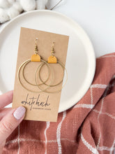 Load and play video in Gallery viewer, Mustard Yellow Leather & Brass Circles Earrings