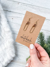 Load image into Gallery viewer, Sahara Leather & Small Brass Oval Accent Earrings