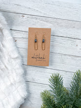 Load image into Gallery viewer, Slate Leather & Small Brass Oval Accent Earrings