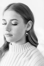 Load image into Gallery viewer, Soft Pink Leather & Brass Triangle Earrings