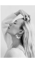 Load image into Gallery viewer, Red Leather Petal Hoop Earrings.