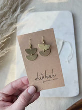 Load and play video in Gallery viewer, Stacked Brass Half Moon Earrings