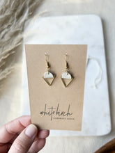 Load and play video in Gallery viewer, Cream Leather & Brass Triangle Earrings