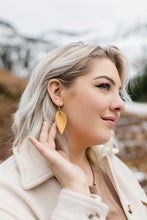 Load image into Gallery viewer, Oak Textured Leather Leaf Earrings