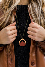 Load image into Gallery viewer, *SALE* Geometric Brown Leather & Light Cherry Wood Necklace