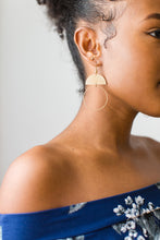Load image into Gallery viewer, Brass Half Moon Circle Statement Earrings