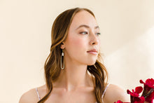 Load image into Gallery viewer, Cream Leather & Brass Oval Accent Earrings