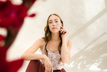 Load image into Gallery viewer, Cream Leather & Brass Oval Accent Earrings