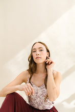 Load image into Gallery viewer, Cream Leather & Brass Oval Accent Earrings