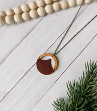 Load image into Gallery viewer, *SALE* Geometric Brown Leather & Light Cherry Wood Necklace