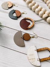 Load image into Gallery viewer, *SALE* Geometric Brown Leather & Light Cherry Wood Necklace