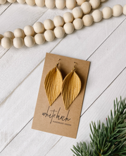 Load image into Gallery viewer, Oak Textured Leather Leaf Earrings