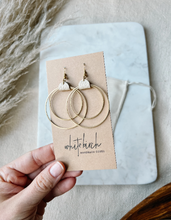 Load image into Gallery viewer, Distressed Beige Leather & Brass Circles Earrings